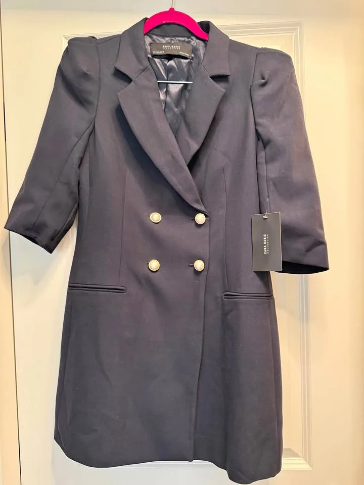 Zara Blazer dress with gold/pearl button detail thumbnail