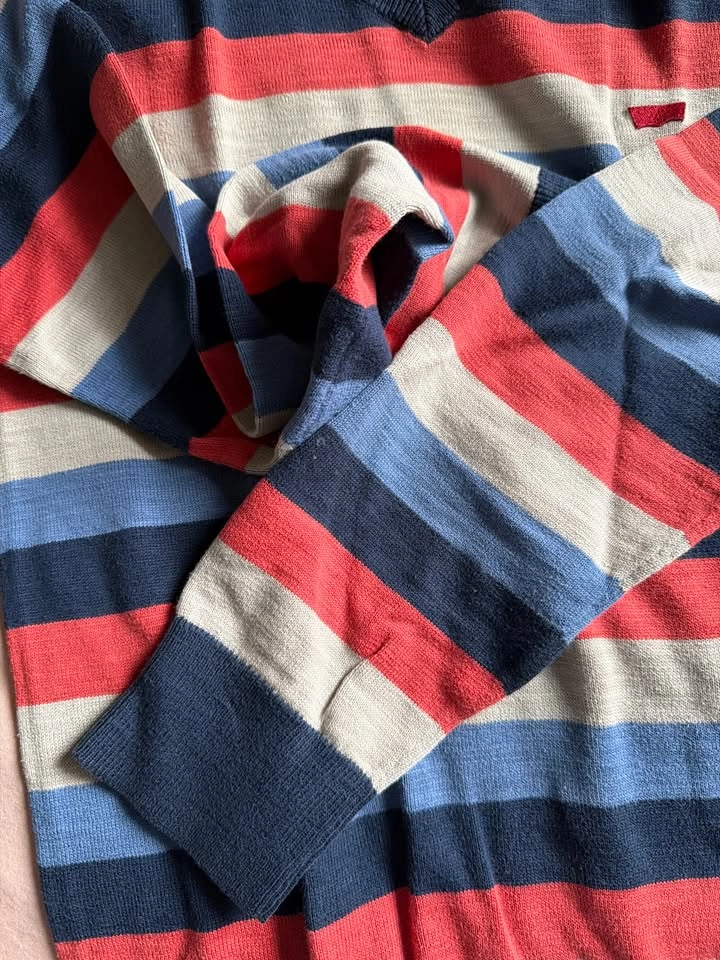 Levi's Men's Striped V-Neck Knit Sweater – Size S - photo 3