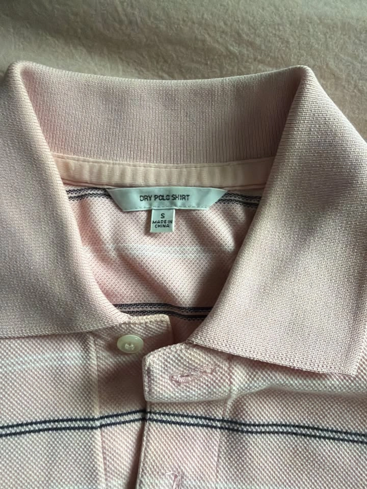 Men's Pink Striped Dry Polo Shirt – Size S - photo 2