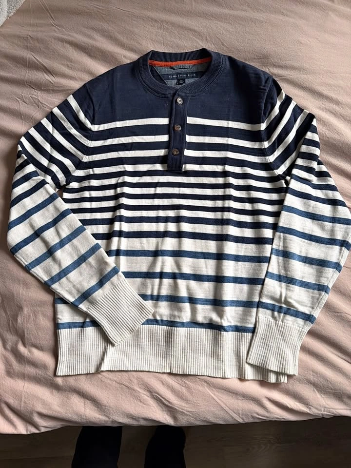 Tommy Hilfiger Men's Striped Henley Knit Sweater – Size S