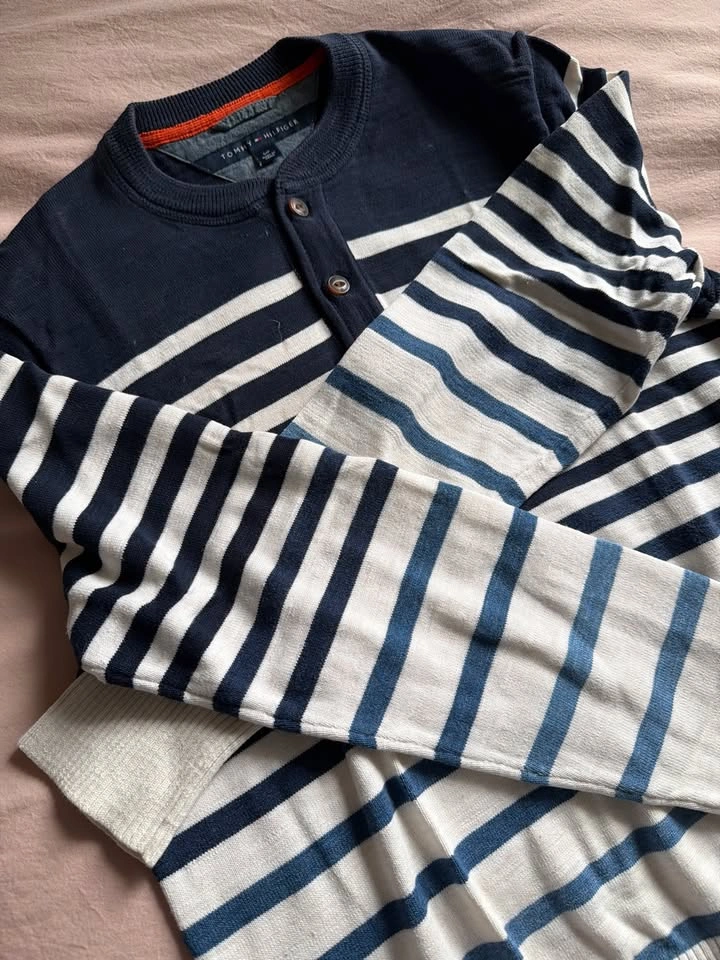Tommy Hilfiger Men's Striped Henley Knit Sweater – Size S - photo 3