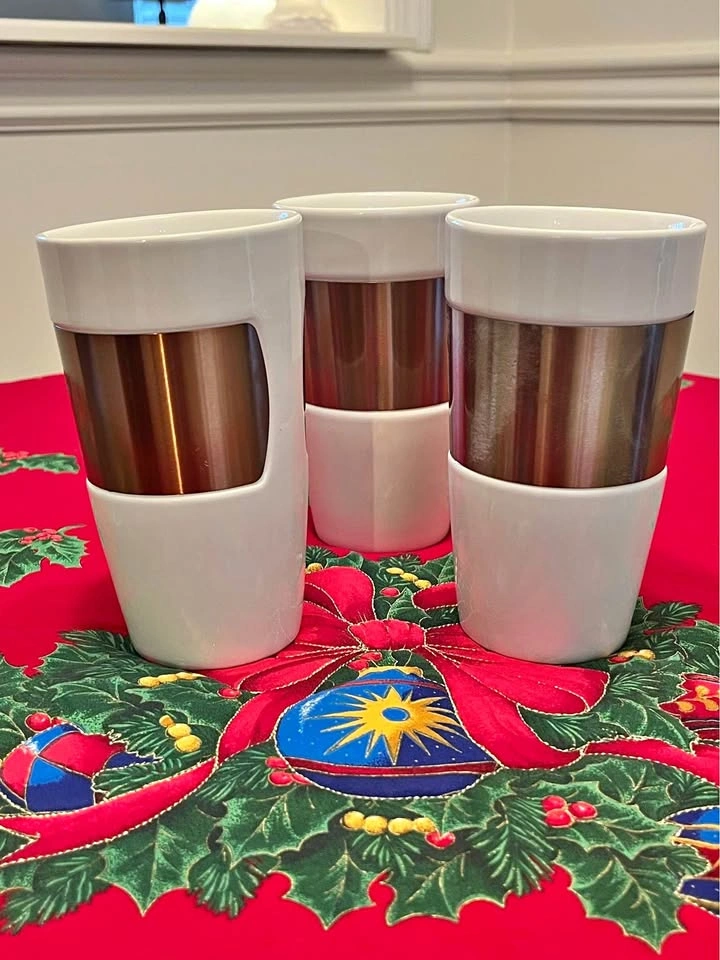 2012 Starbucks mugs bronze tone