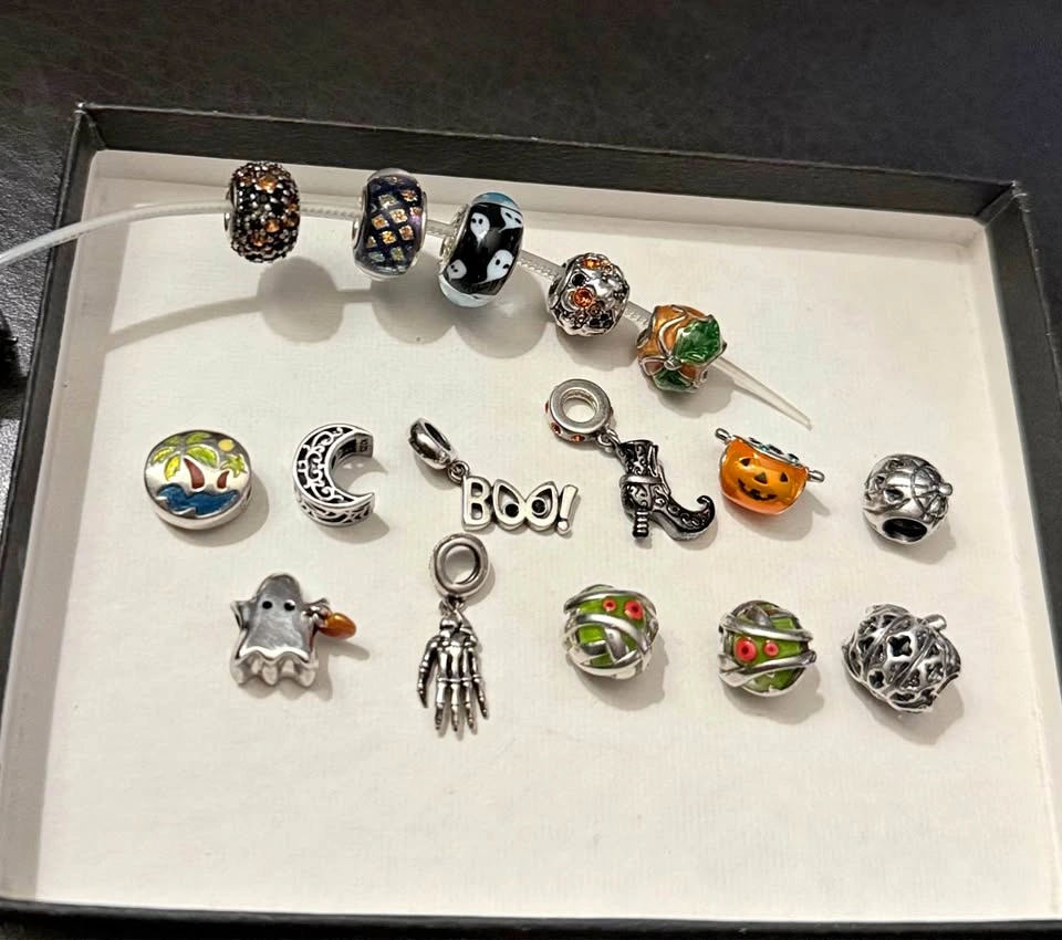 Pandora style sterling silver charms - Spooky Halloween charms