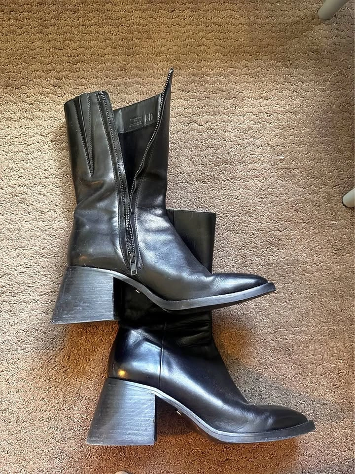 Vagabond Leather Square Toe Platform Boots