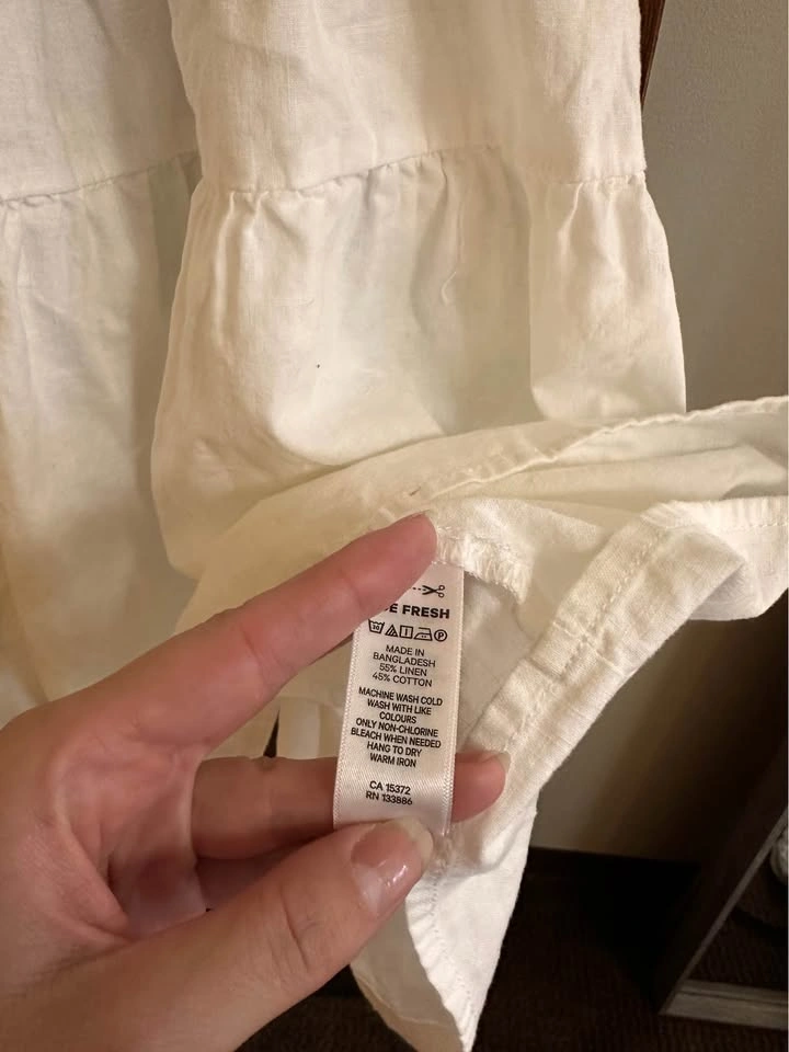 White Linen Blend Dress with Pockets - photo 4