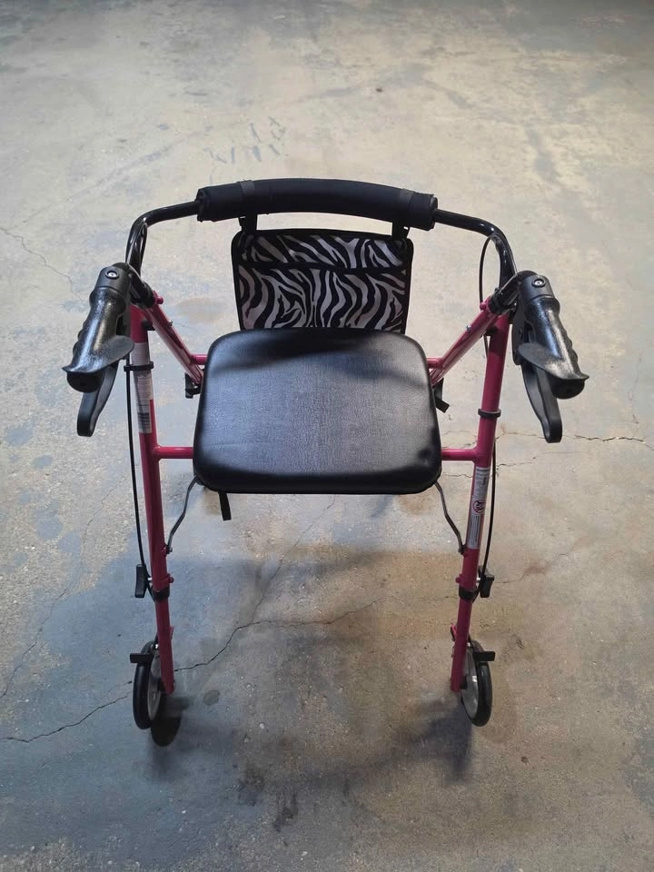 Vibrant Pink 4-Wheel Rolling Walker with Padded Seat - photo 2