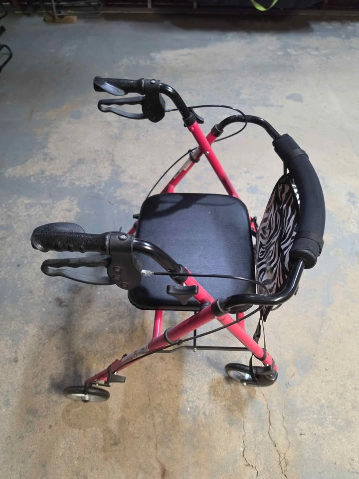 Vibrant Pink 4-Wheel Rolling Walker with Padded Seat - photo 3