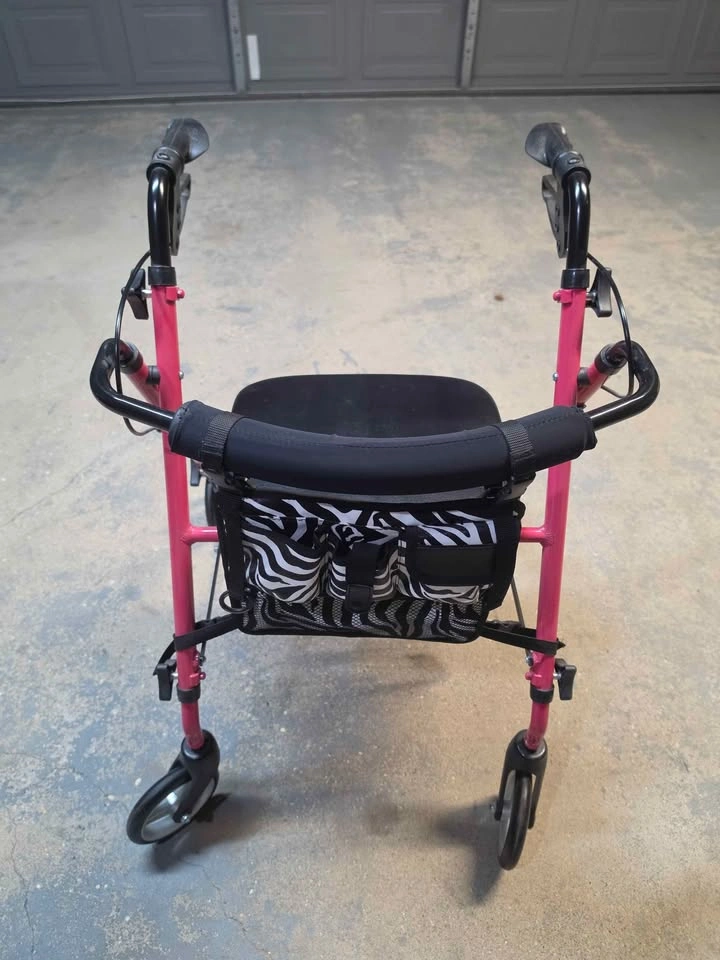 Vibrant Pink 4-Wheel Rolling Walker with Padded Seat - photo 4