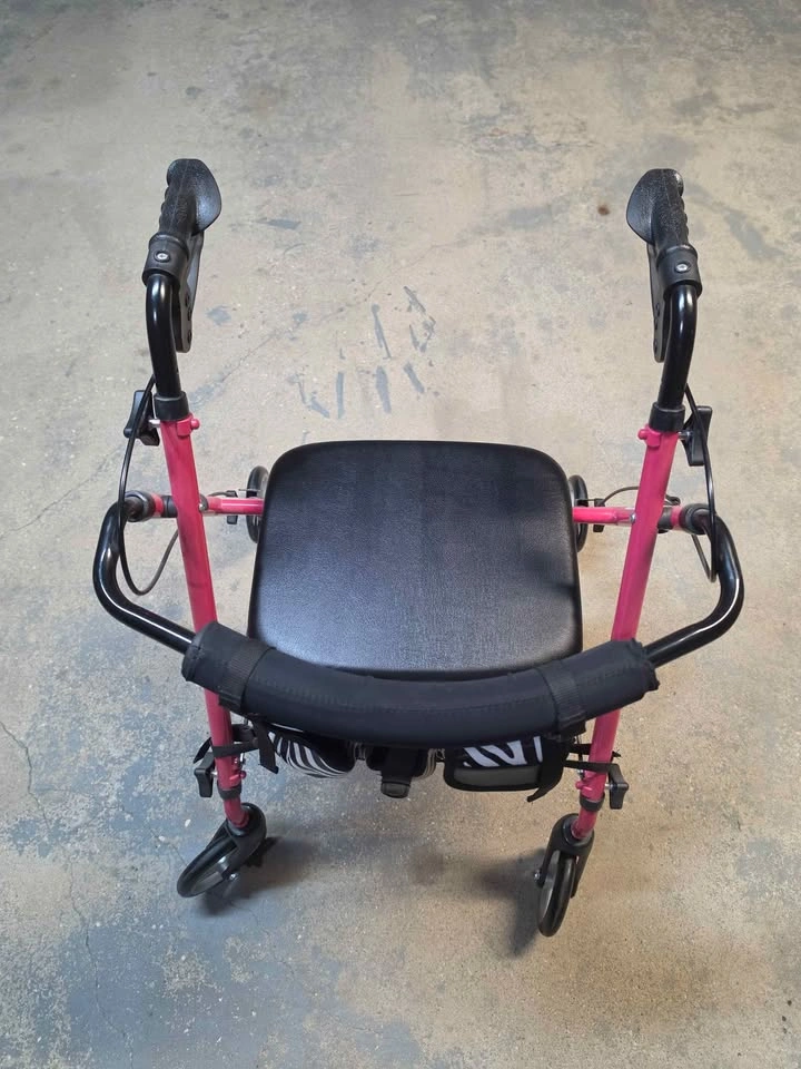 Vibrant Pink 4-Wheel Rolling Walker with Padded Seat - photo 5