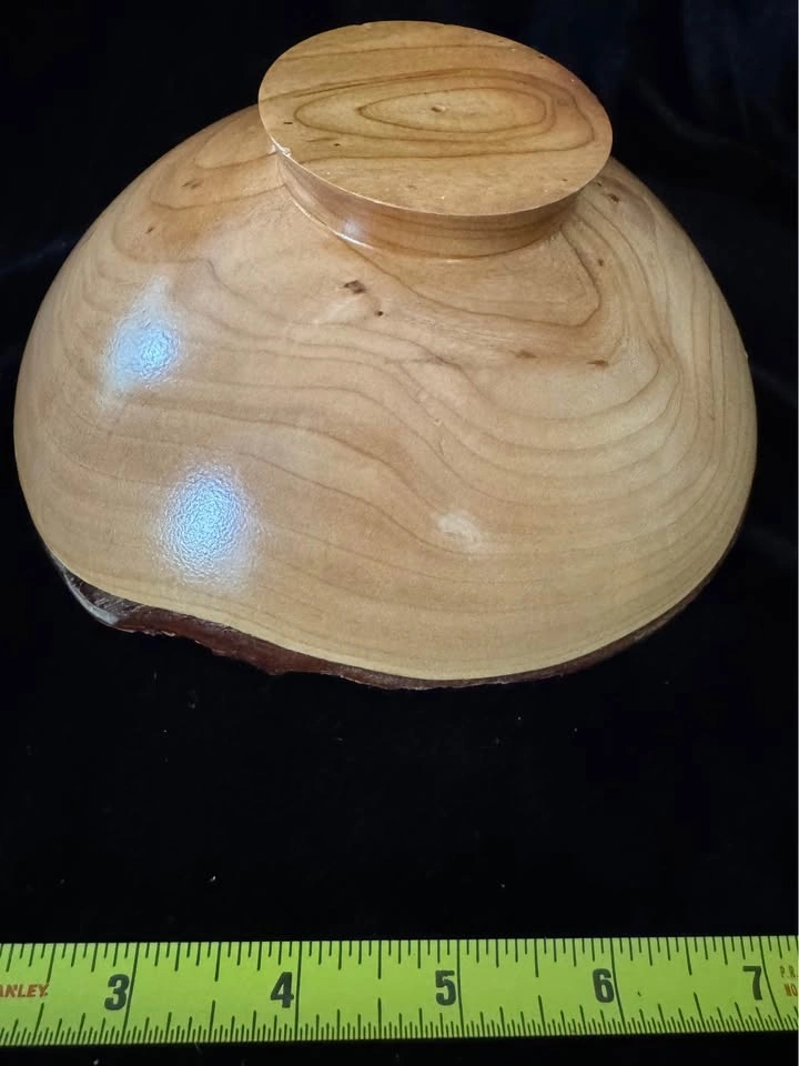 Hand-Turned Live Edge Wooden Bowl – 7.5" Natural Bark Rim - photo 2