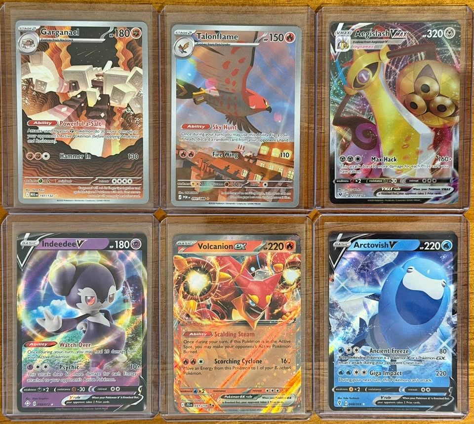 Pokemon Card Lot 6x - Aegislash VMAX, Volcanion ex, Arctovish V