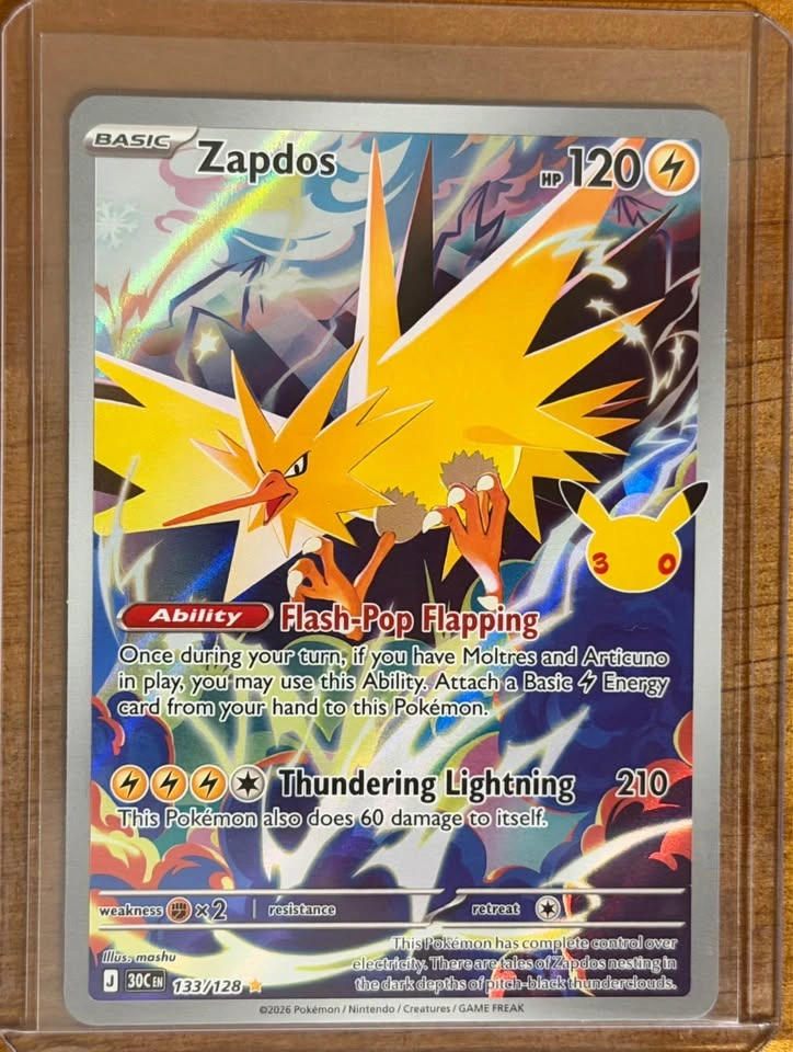 Pokemon 30th Anniversary Zapdos 133/128 - Illustration Rare
