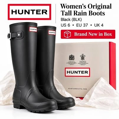 Hunter Women's Original Tall Black Rain Boots - Size 6