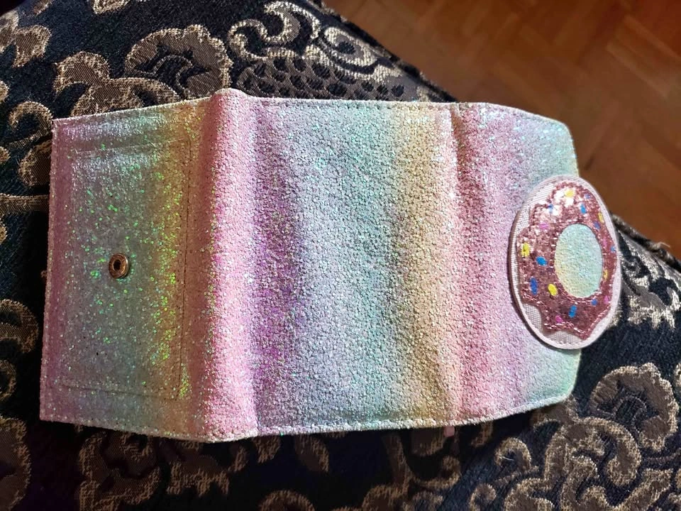 Rainbow Glitter Donut Tri-fold Wallet