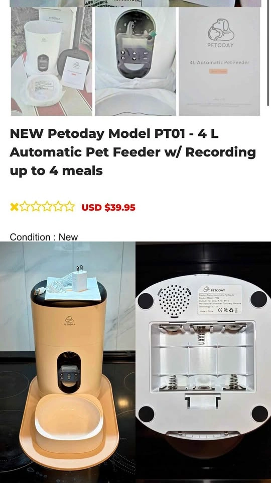 🐾 PETODAY Automatic Pet Feeder – 4L