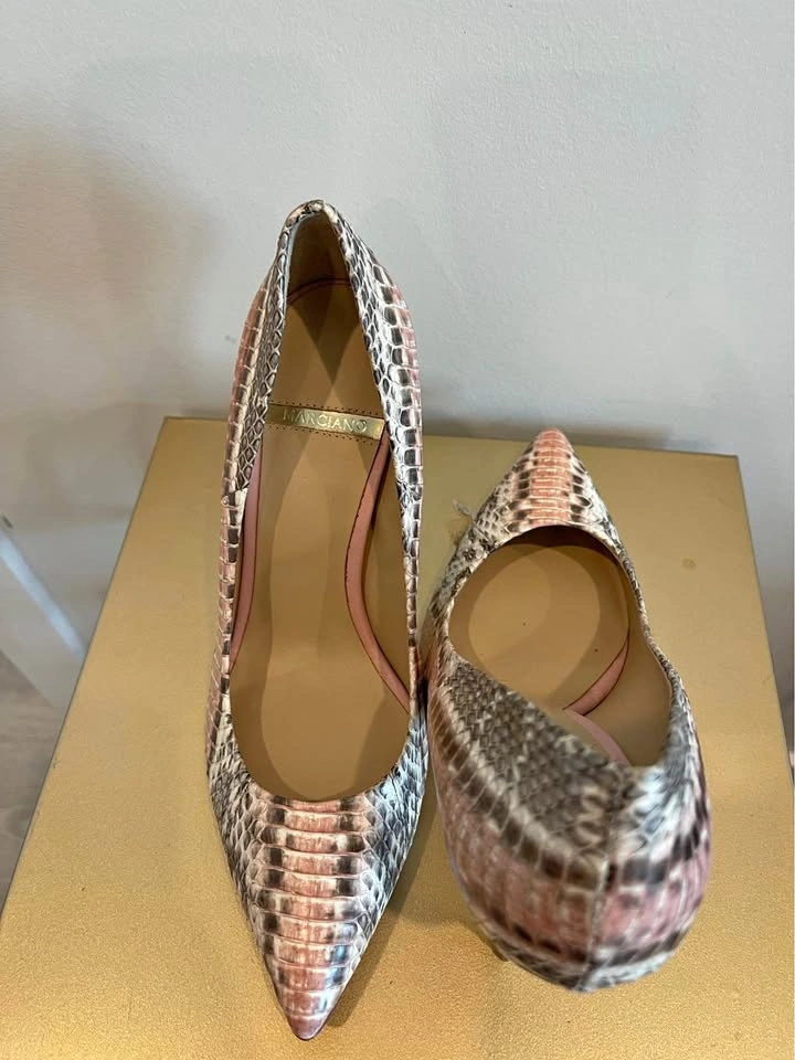 Marciano Snakeskin Print Pointed Toe Pumps