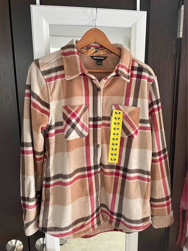 New Realtree Sherpa Lined Plaid Fleece Jackets - Sizes S-XXL