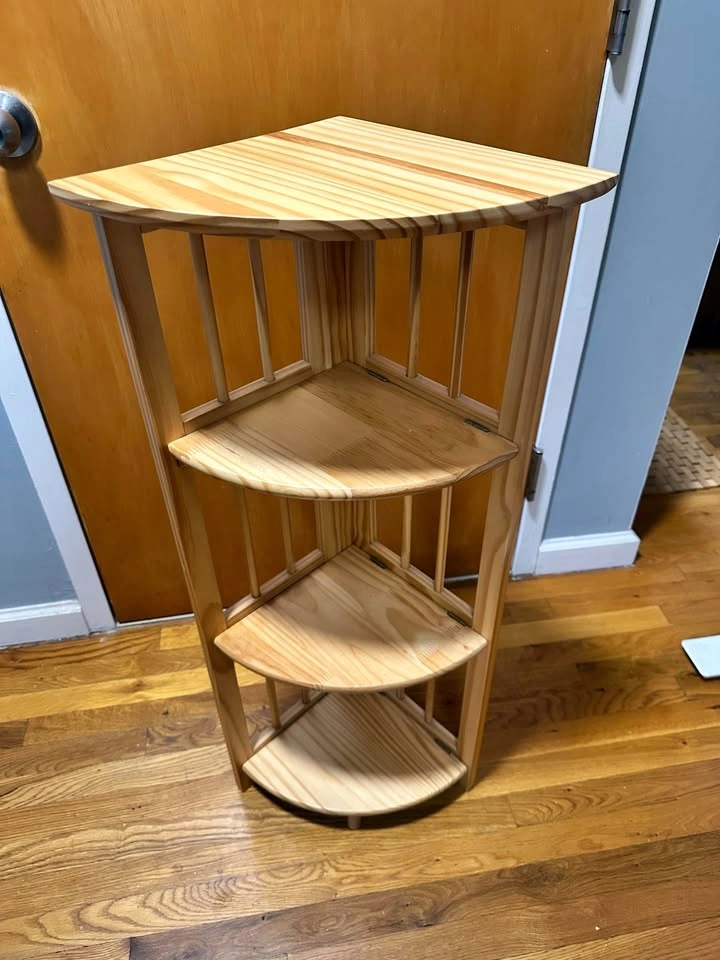 Folding Corner Shelf, Pine, 4 Tier - photo 2