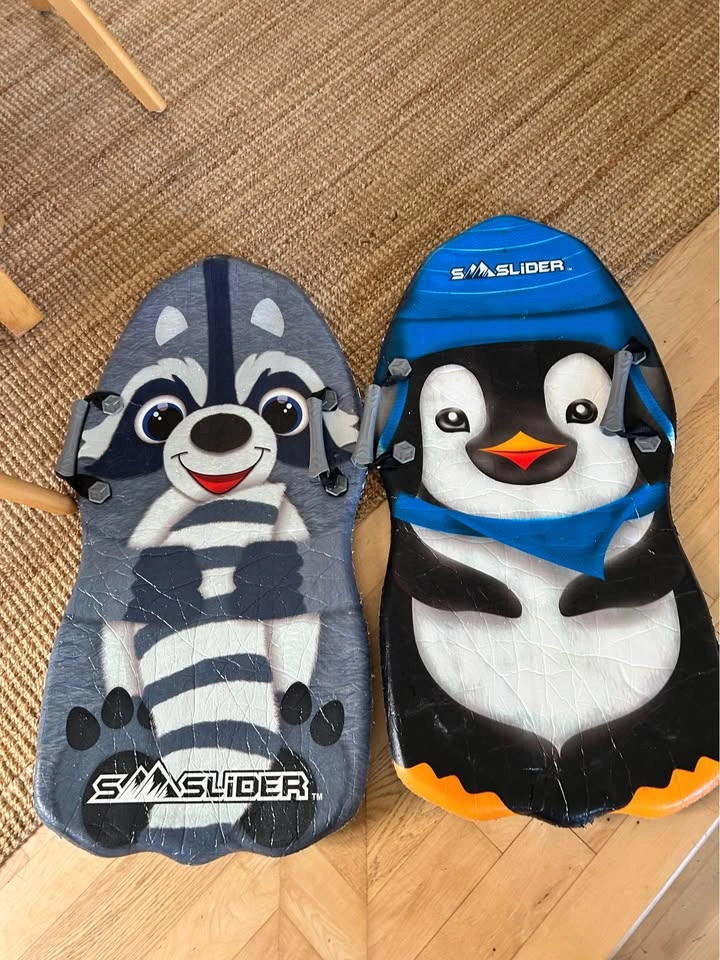 $5 each SliSlider Foam Sleds - Penguin and Raccoon