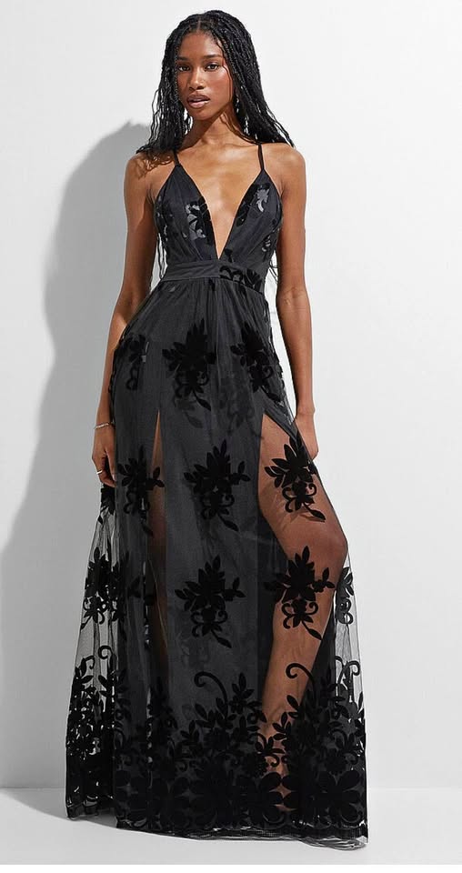 Women’s floral tulle maxi dress by icone