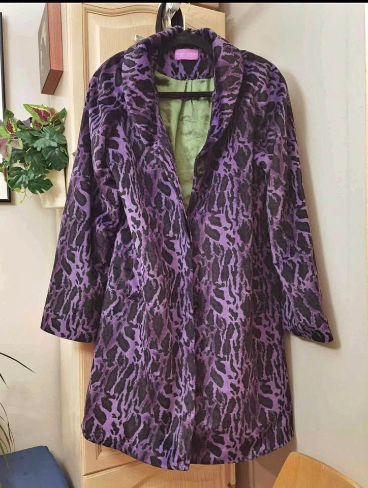 Halloween amazing fuzzy purple leopard print coat