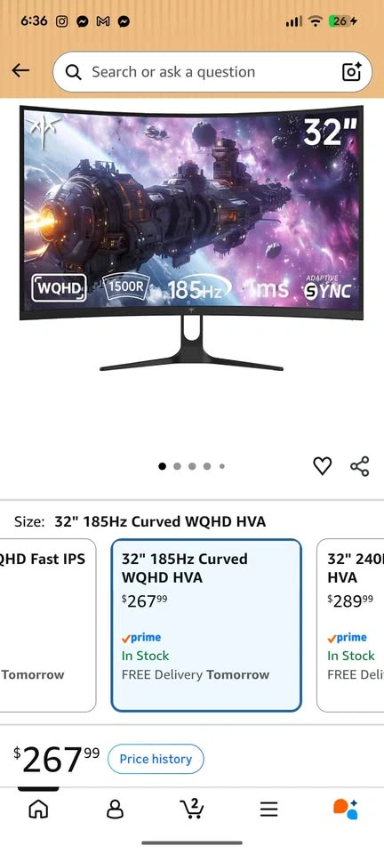 KTC 32 Inch QHD Curved Gaming Monitor 1440P 185Hz H32S5 - photo 2