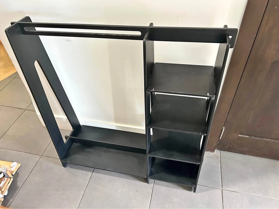 40x40 KIDS Black Wooden Garment Rack with Shelves