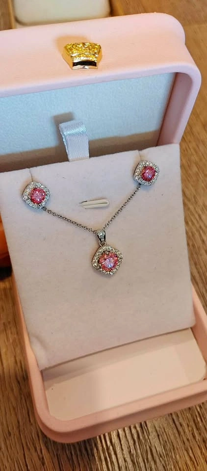 Brand new 2 cttw pink diamond cultivated vvs1 earring necklace s