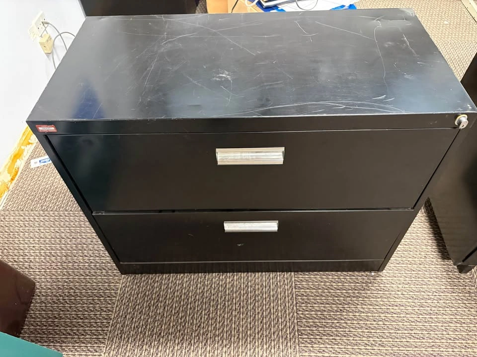 Pair of Black Metal 2-Drawer Lateral Filing Cabinets - photo 2