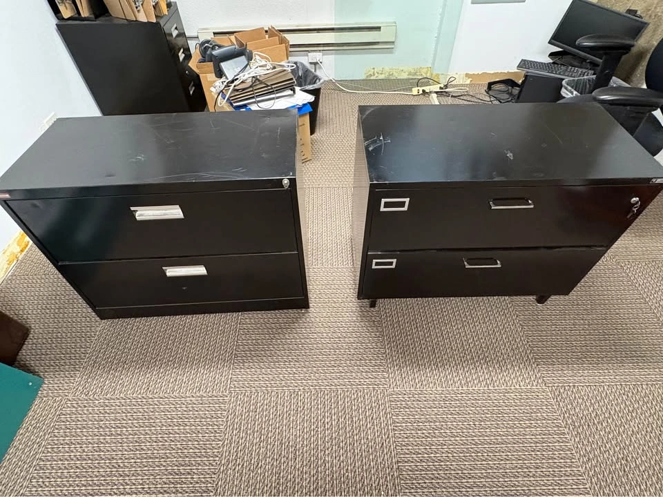 Pair of Black Metal 2-Drawer Lateral Filing Cabinets - photo 3