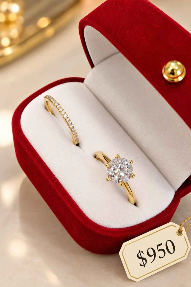 Brand new 2.7 cttw cultivated diamond ring pair with lab report