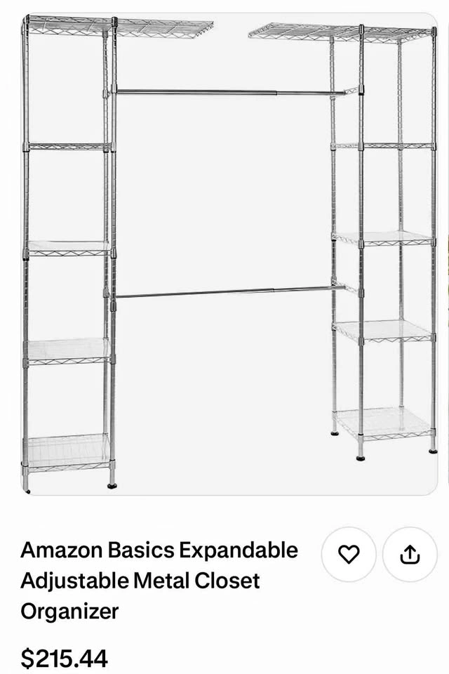 Amazon Basics Expandable Adjustable Metal Closet Organizer