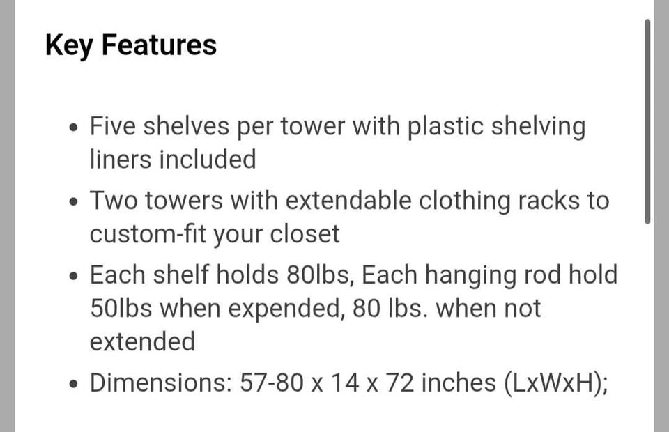 Amazon Basics Expandable Adjustable Metal Closet Organizer - photo 2