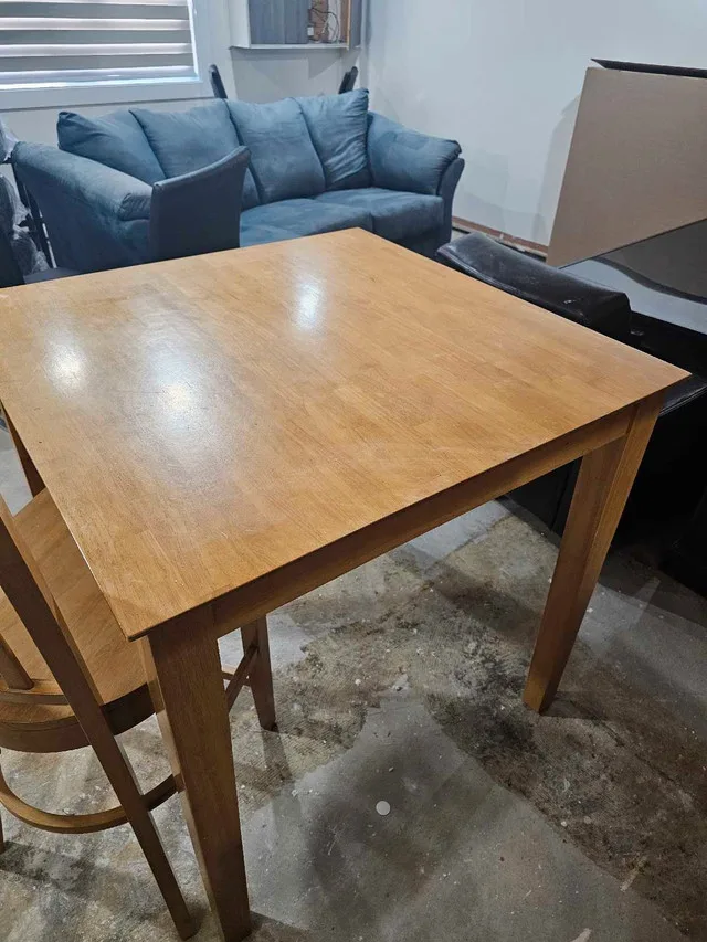 The dining table with two chairs. it's real wood thumbnail