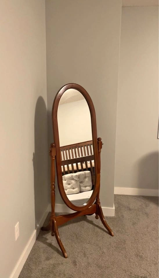 Oval Wooden Cheval Floor Mirror