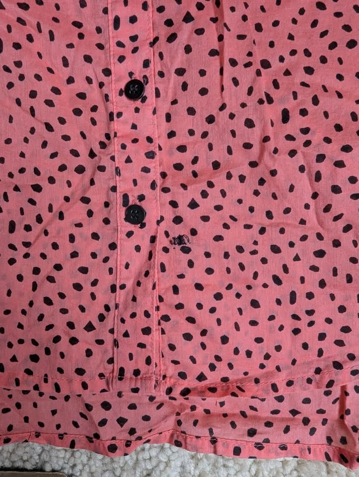 H&M orange/coral speckled cropped button down cotton shirt size - photo 3