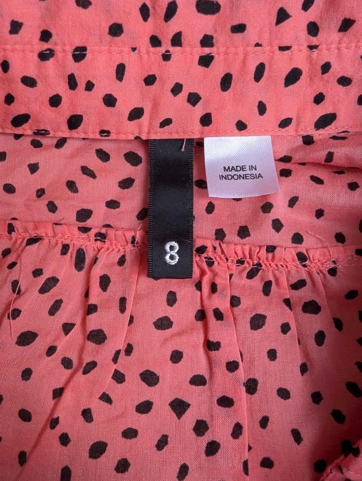 H&M orange/coral speckled cropped button down cotton shirt size - photo 4