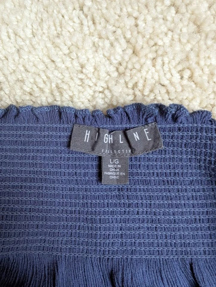 Highline Collection blue off the shoulder cropped shirt size L - photo 4