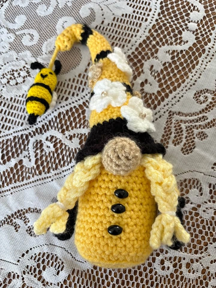 Handmade Crochet Bee Gnome
