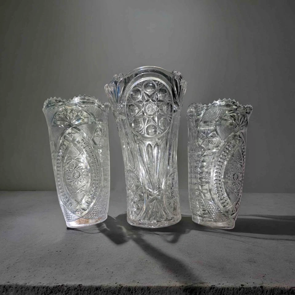 Set of 3 Crystal Plastic Vases
