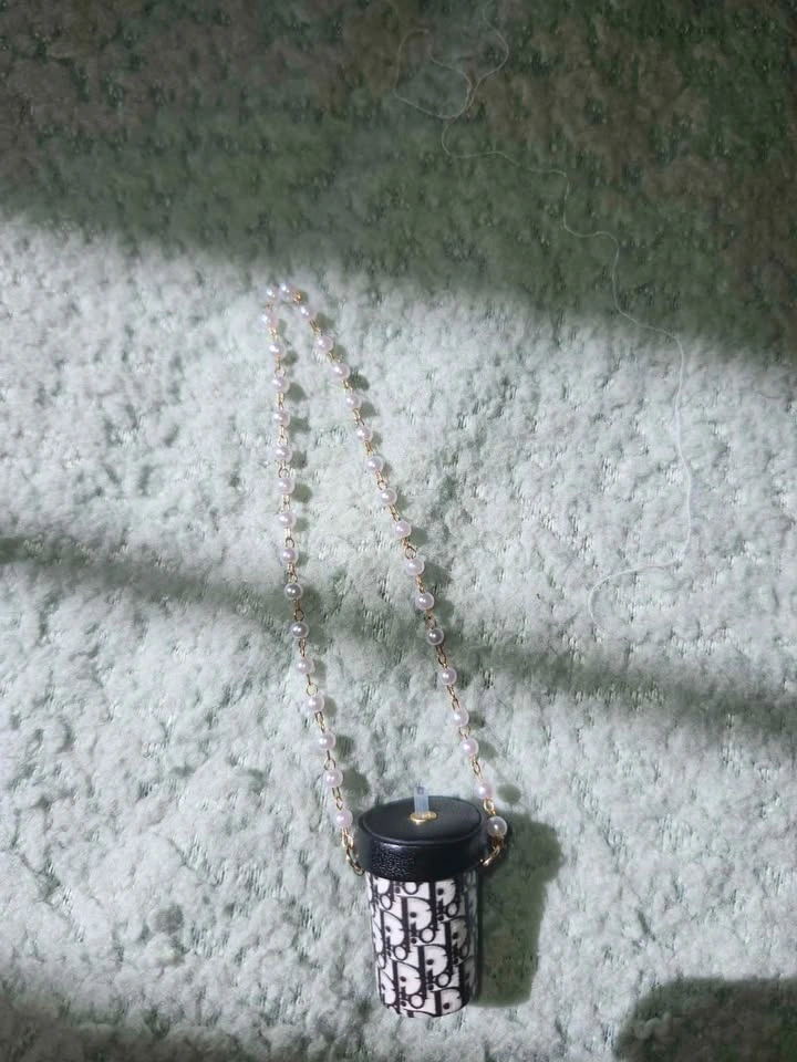 Dior Monogram Coffee Cup Bag Charm with Pearl Chain - photo 4