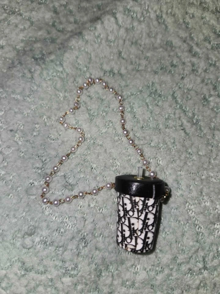 Dior Monogram Coffee Cup Bag Charm with Pearl Chain - photo 5