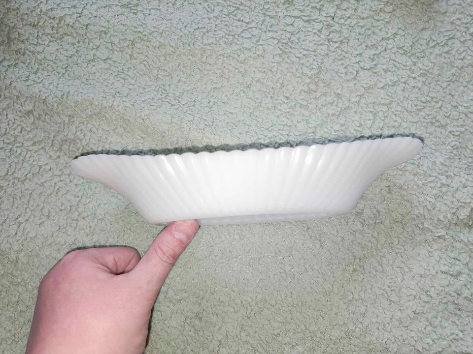 Vintage Milk Glass Scalloped Hobnail Oval Dish - photo 2