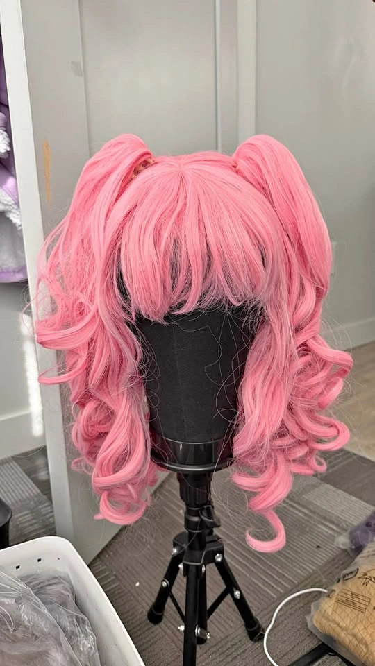 Pink Lolita wig with removable pigtails- New