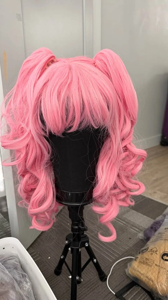Pink Lolita wig with removable pigtails- New - photo 3