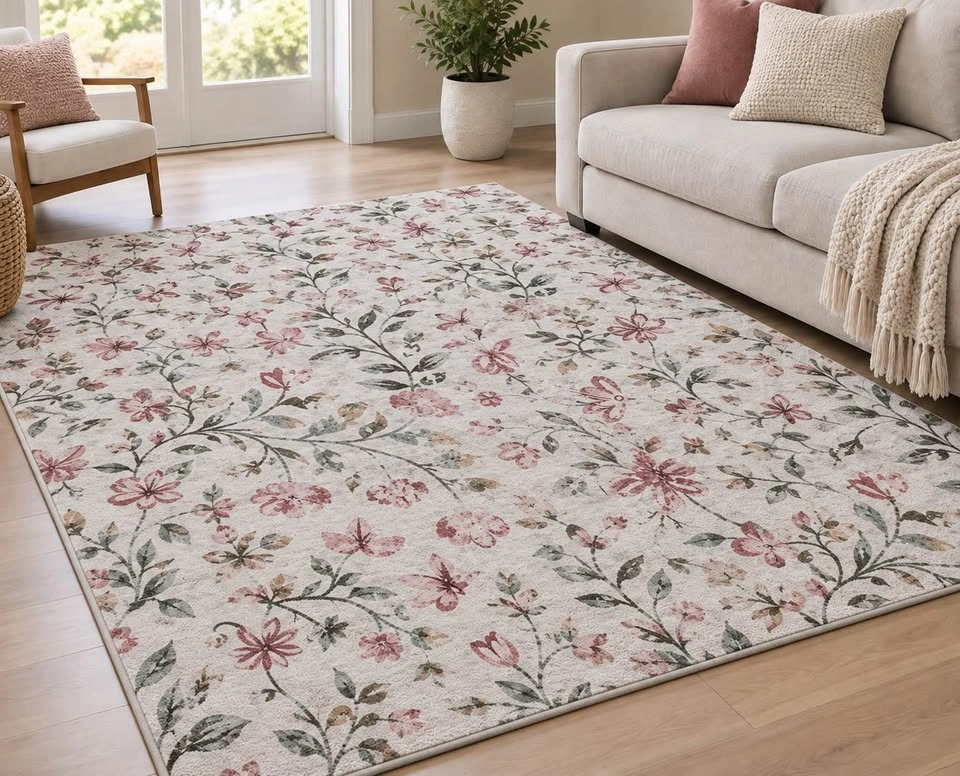 PURECOZY 8x10 Floral Area Rug – Brand New Sealed – $75