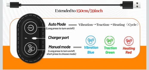 Triple Fusion Back Massager w/ Heat Vibration Traction - photo 3