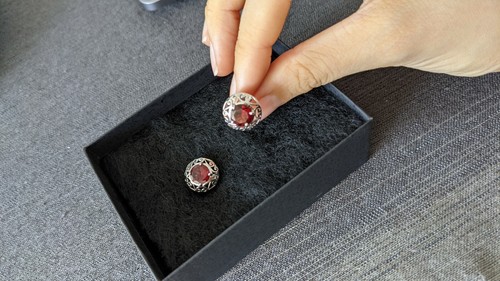 Heirloom quality Garnet earring studs handcrafted in India. Silv - photo 4