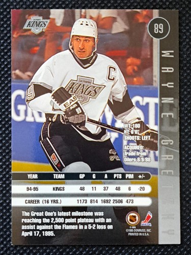 1995-96 Donruss Leaf Wayne Gretzky Card #89 LA Kings - photo 2