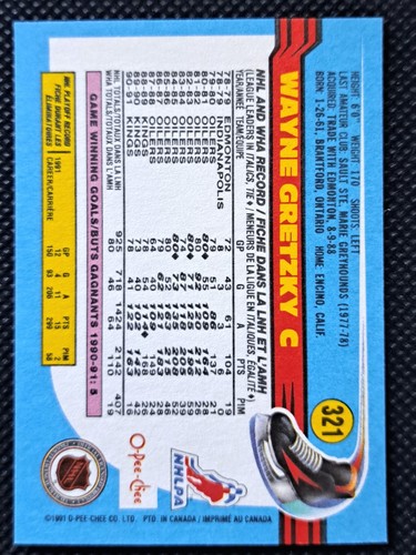 1991-92 O-Pee-Chee Wayne Gretzky LA Kings Card #321 - photo 2